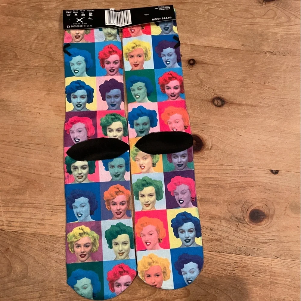 NWT Oddsox Marilyn Monroe Checkered Neon Socks RARE retro eclectic 6-13